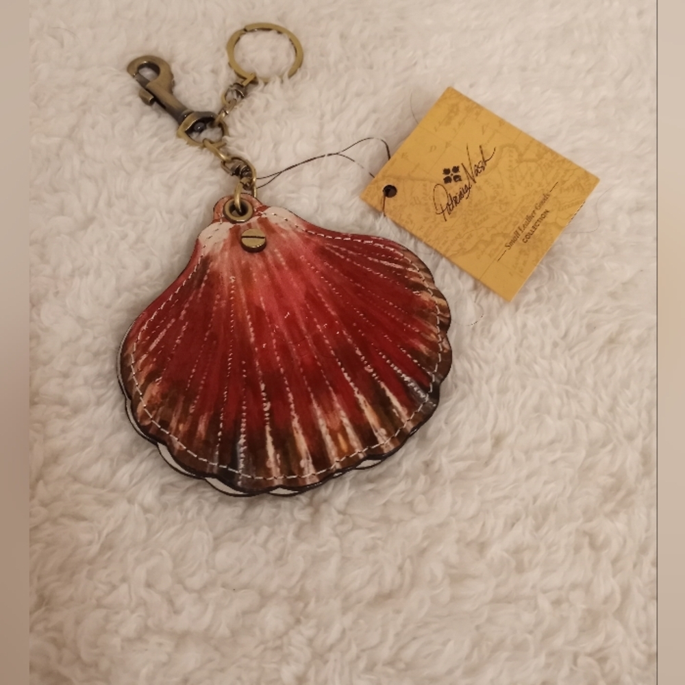 NWT Patricia Nash Lilla Shell Keychain Purse Charm in Chalk White
